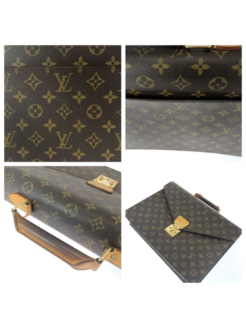 Louis Vuitton Monogram Serviette Conseil Brown Gold Leather Business Bag